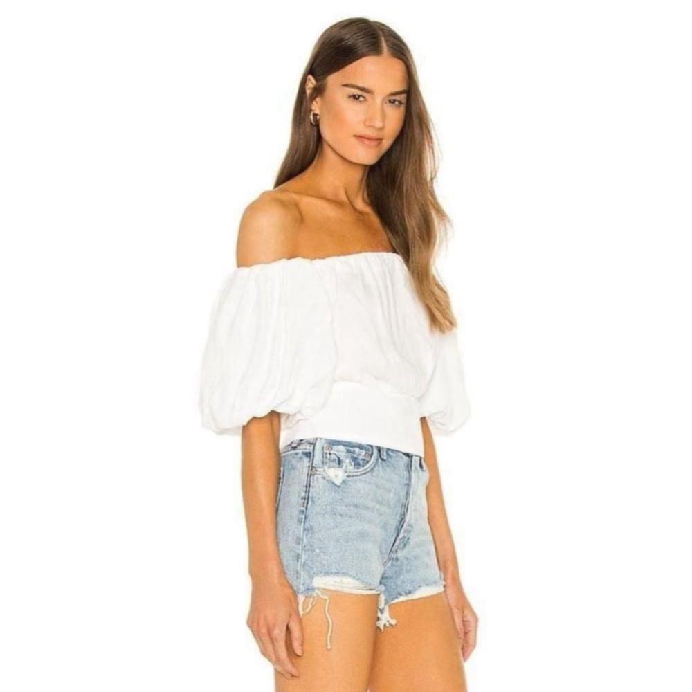 AFRM Ani Top- Cropped- White Off The shoulder